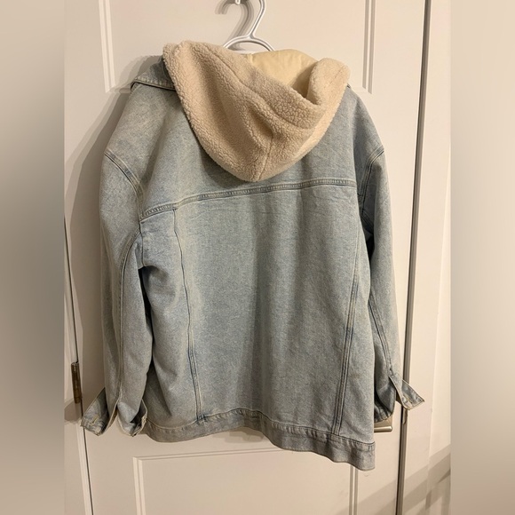 Hollister Sherpa Lined Denim Jacket Hooded Cozy Winter XXL - Picture 3 of 3